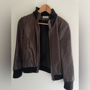 Obakki chocolate brown vintage leather bomber